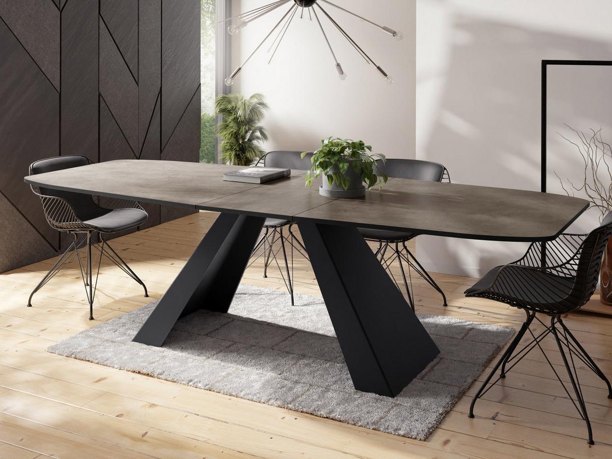 ESSTISCH Monte rechteckig ausziehbar, Dunkelgrauer Chicago Grau 180-220/90/76 cm - Dunkelgrau/Schwarz, Holzwerkstoff/Metall (90/218/76cm) - WFL GROUP