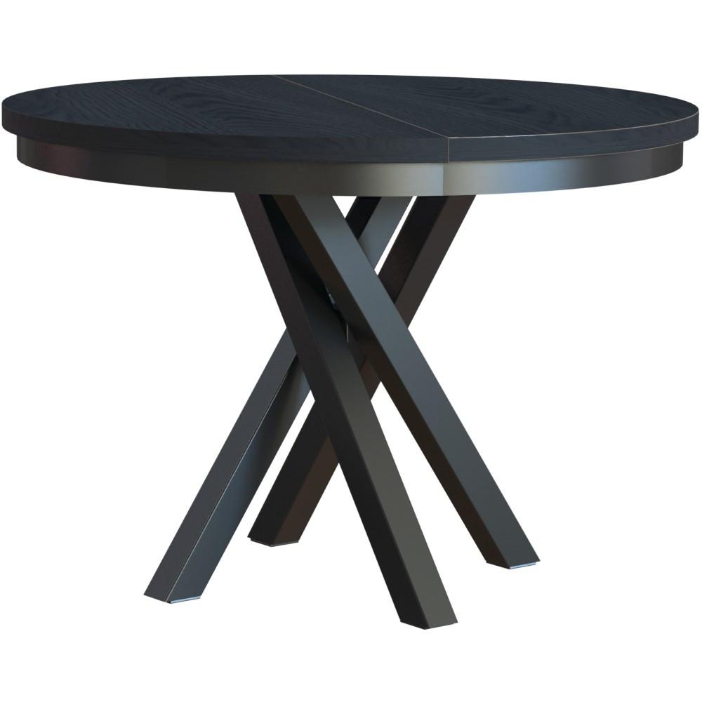 ESSTISCH Kris, Runder, mit Metallbeinen, eiche Schwarz - Schwarz, Holzwerkstoff/Metall (100/100/77cm) - Beautysofa