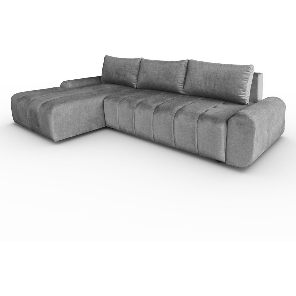 ECKSCHLAFSOFA Costa L dunkelgrau links - Dunkelgrau/Schwarz, Kunststoff/Textil (290/169cm) - Beautysofa