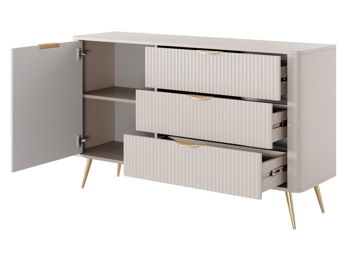SIDEBOARD Lante 1D3S - Dunkelgrau/Schwarz, Holzwerkstoff/Metall (139/82/38cm) - MIRJAN24