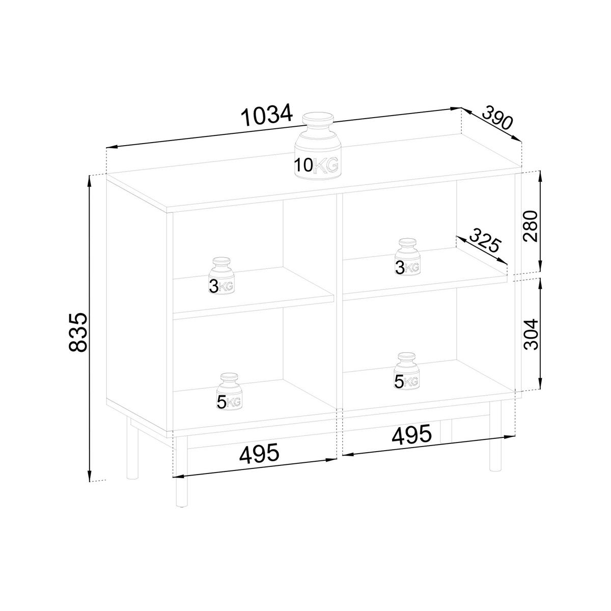 KOMMODE GIAPPONESE 104/84/39 cm mit 2 Türen Kaschmir - Kaschmir, Holzwerkstoff (104/84/39cm) - MASSENO