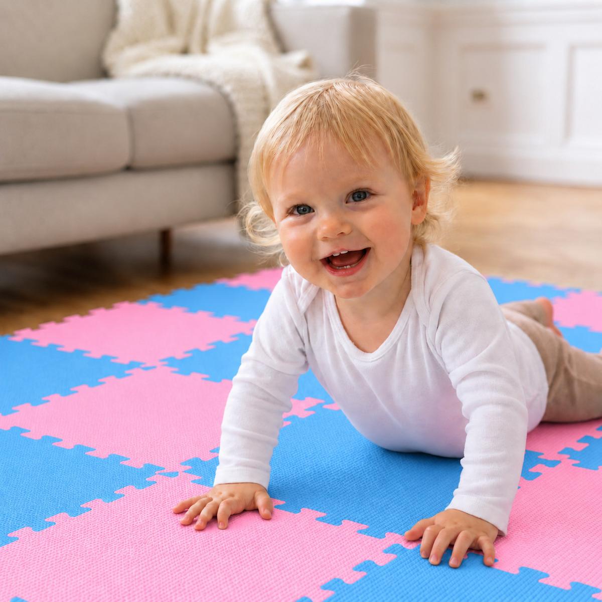 SPIELMATTE ab Null - 180/90/1 cm Puzzlematte Pink - Multicolor, Kunststoff (30/30cm) - Littletom