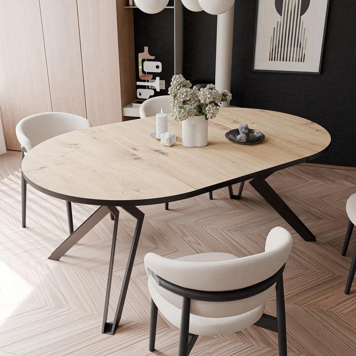 ESSTISCH ausziehbar aus MDF, Braun - Hellbraun/Schwarz, Holzwerkstoff (100/100/76cm) - Idohome