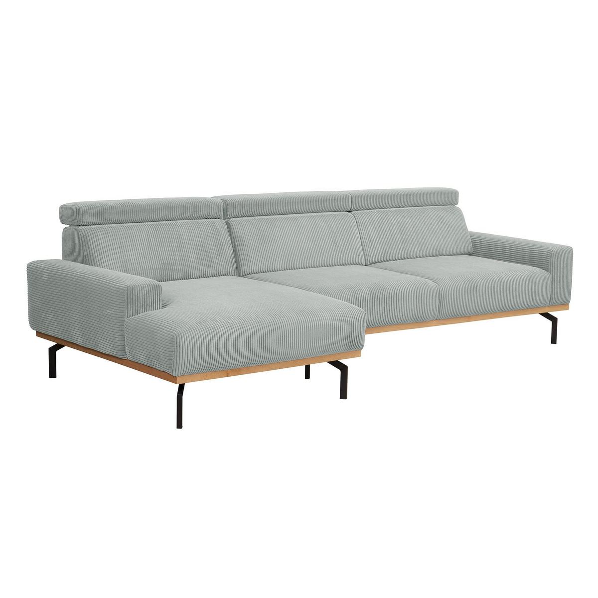 ECKSOFA mit Longchair links Katrien Cordstoff silber - Silberfarben, Kunststoff (135/280cm) - 58aufmkessel