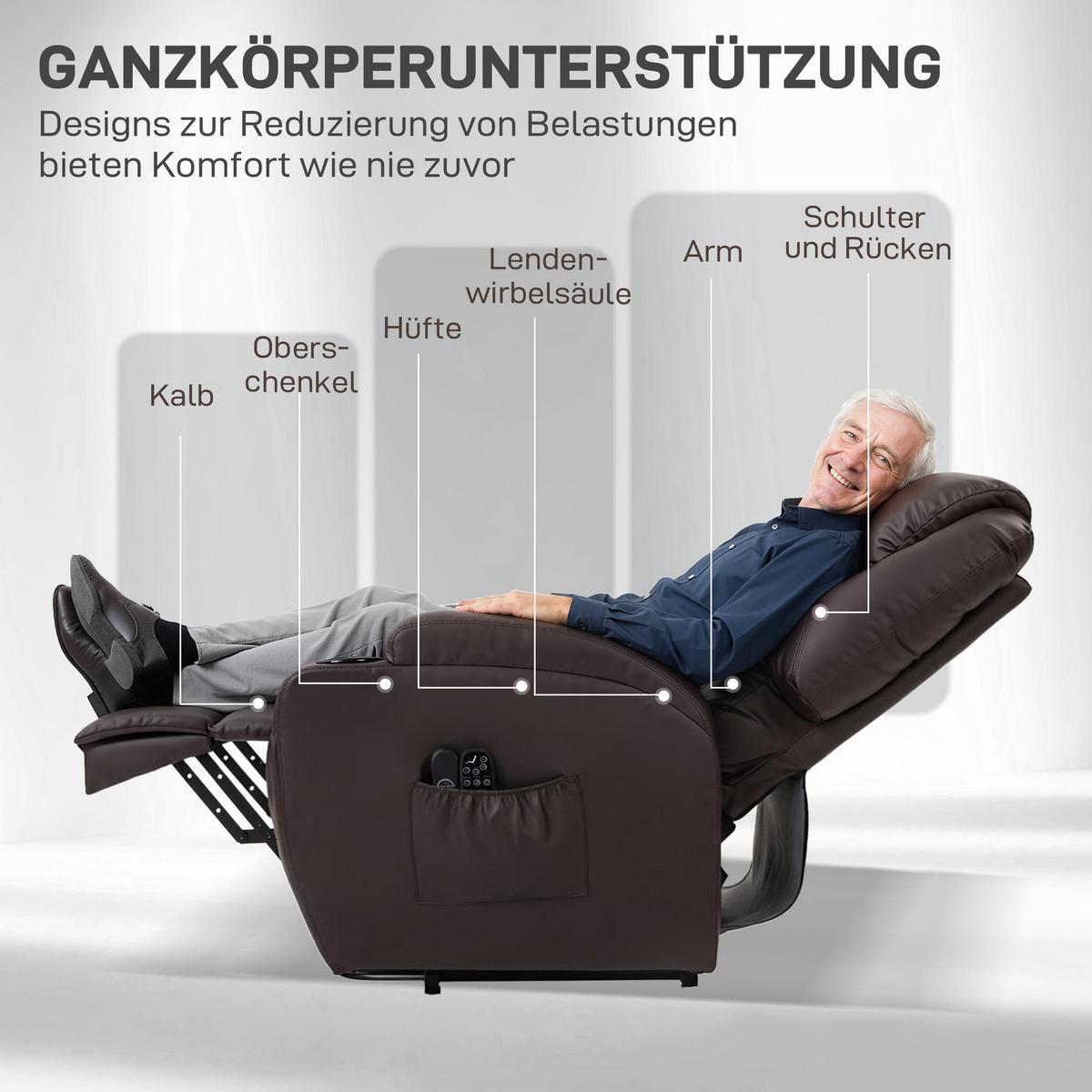 RELAXSESSEL Kunstleder Metall Bräune - Schwarz/Braun, Textil/Metall (83/107/95cm) - HOMCOM