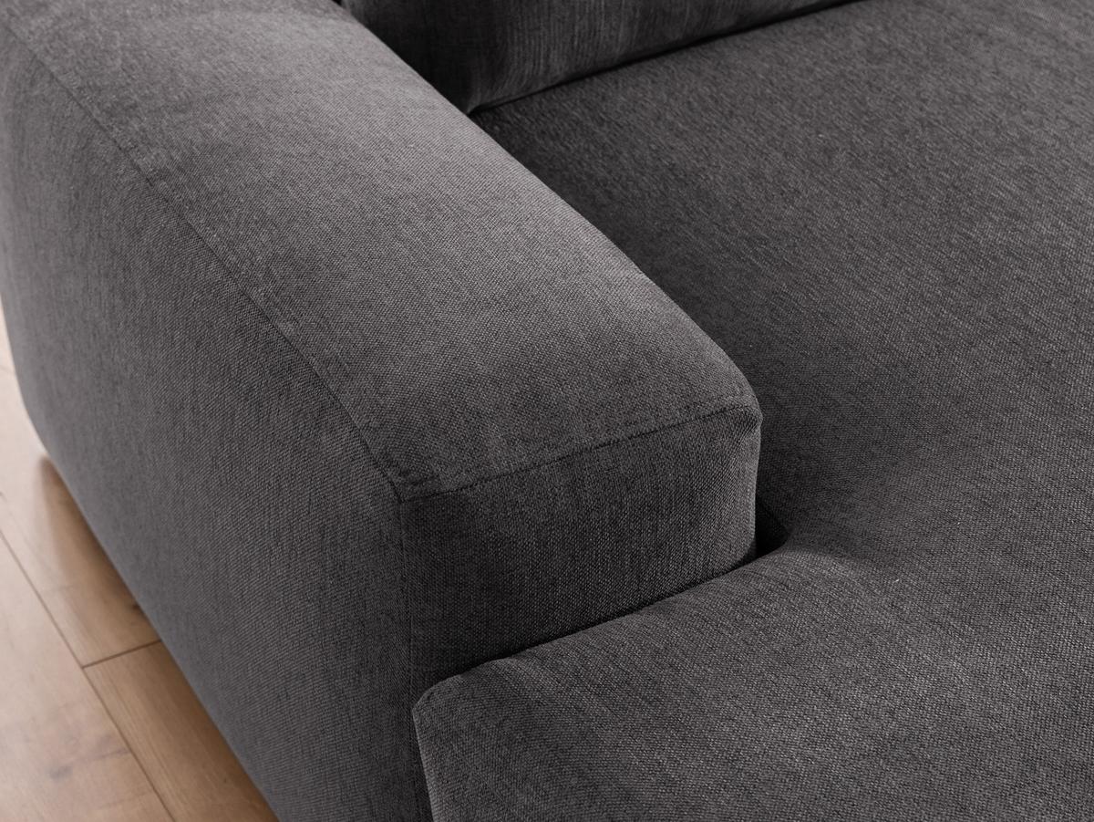 ECKSOFA Lennon aus Graphit Strukturstoff mit Schlaffunktion und Bettkasten - Graphitfarben/Schwarz, Holz/Kunststoff (137/264cm) - S-Style