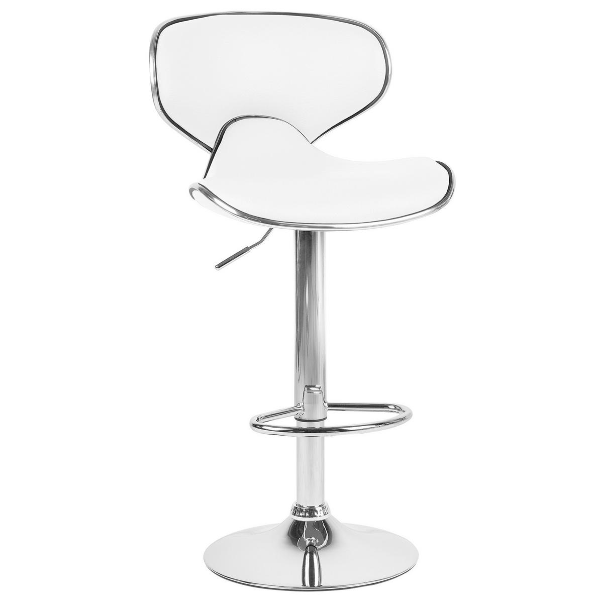 BARHOCKER 2er-Set Kunstleder Weiß Conway - Weiß, Textil/Metall (45/110/35cm) - Beliani