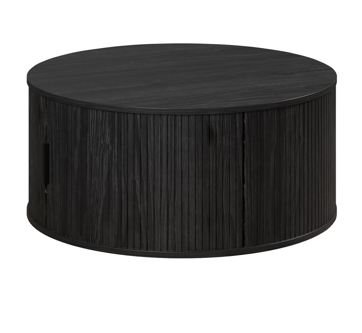 COUCHTISCH Esche schwarz rund 80 cm, Beistelltisch mit Stauraum - Schwarz, Holzwerkstoff/Kunststoff (80/80/36cm) - Top.Furn