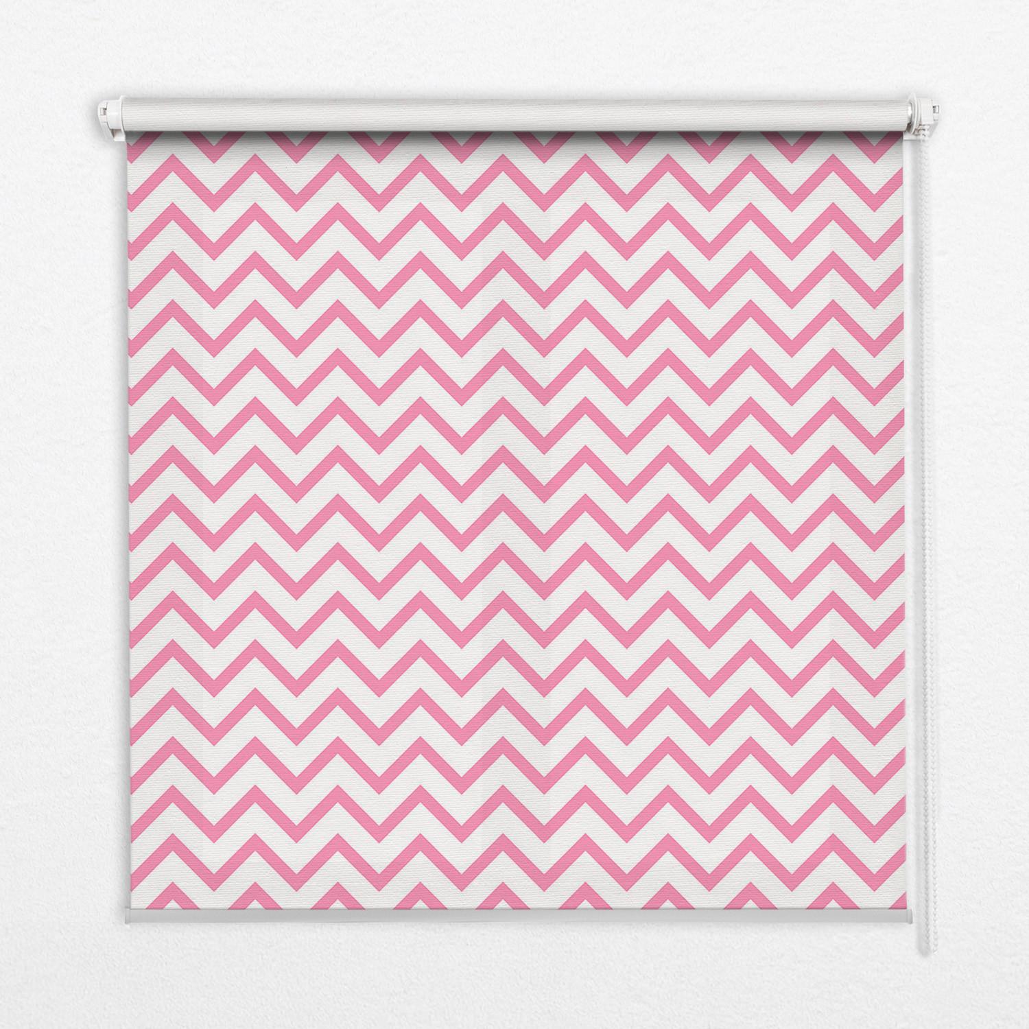 INNENROLLO - Fensterrollo - Rollo - 140x140 cm - Horizontale rosa Zickzacklinien - Pink, Kunststoff (140/140/0.5cm) - TULUP