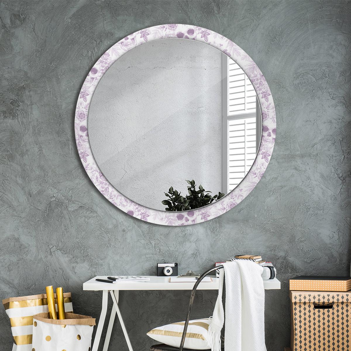 SPIEGEL Rund Ø 100 cm mit Aufdruck - Violett, Glas (100/100/0.4cm) - Wallfluent