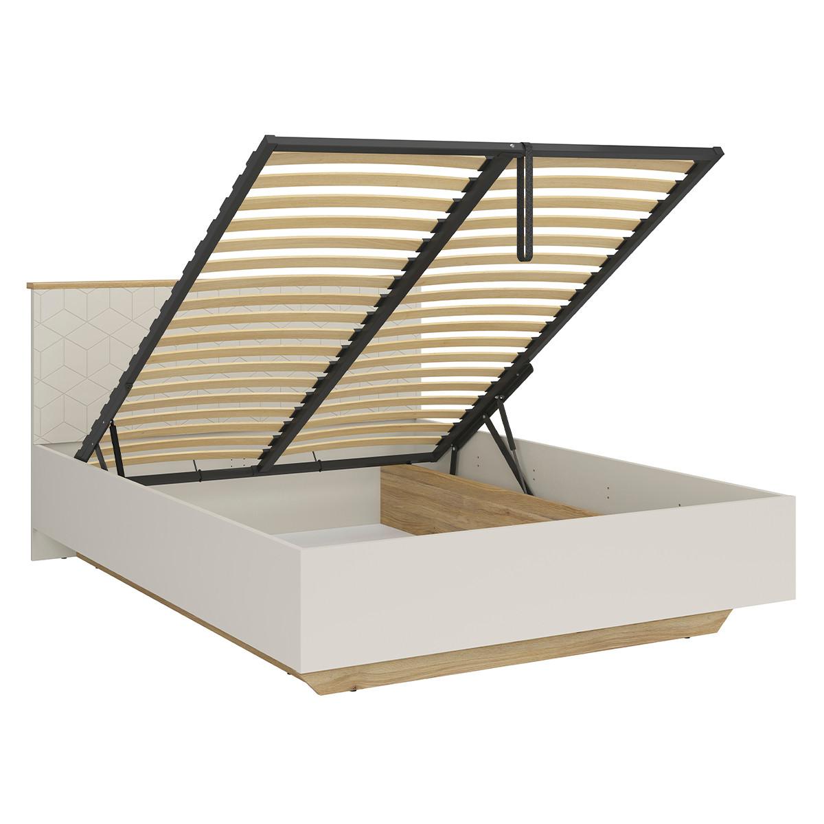 BOXBETT 160/200 Naya Kaschmir und Eichenholz-Optik - Beige, Holzwerkstoff (160/200cm) - Petits-meubles
