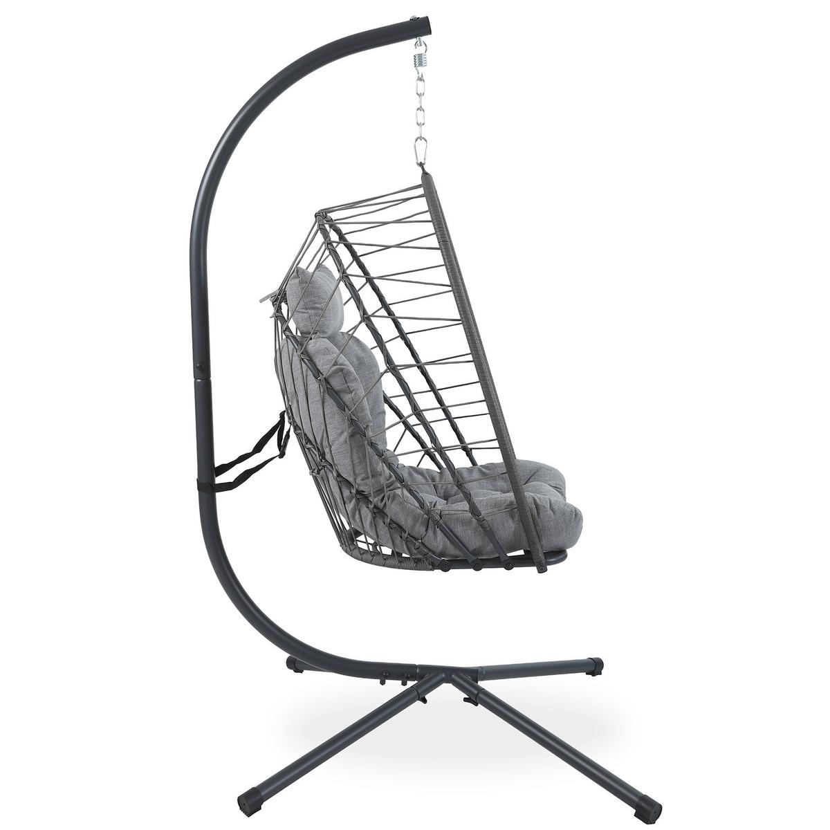 HÄNGESESSEL Mykonos mit stabiler Stahlrahmen, 109 cm, Grau - Grau, Metall (109/192/124cm) - Beautysofa