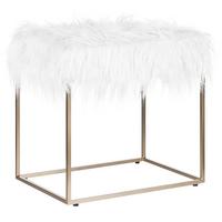 HOCKER Manhattan 33/44/39 cm - Weiß, Kunststoff/Textil (44/39/33cm) - Beliani