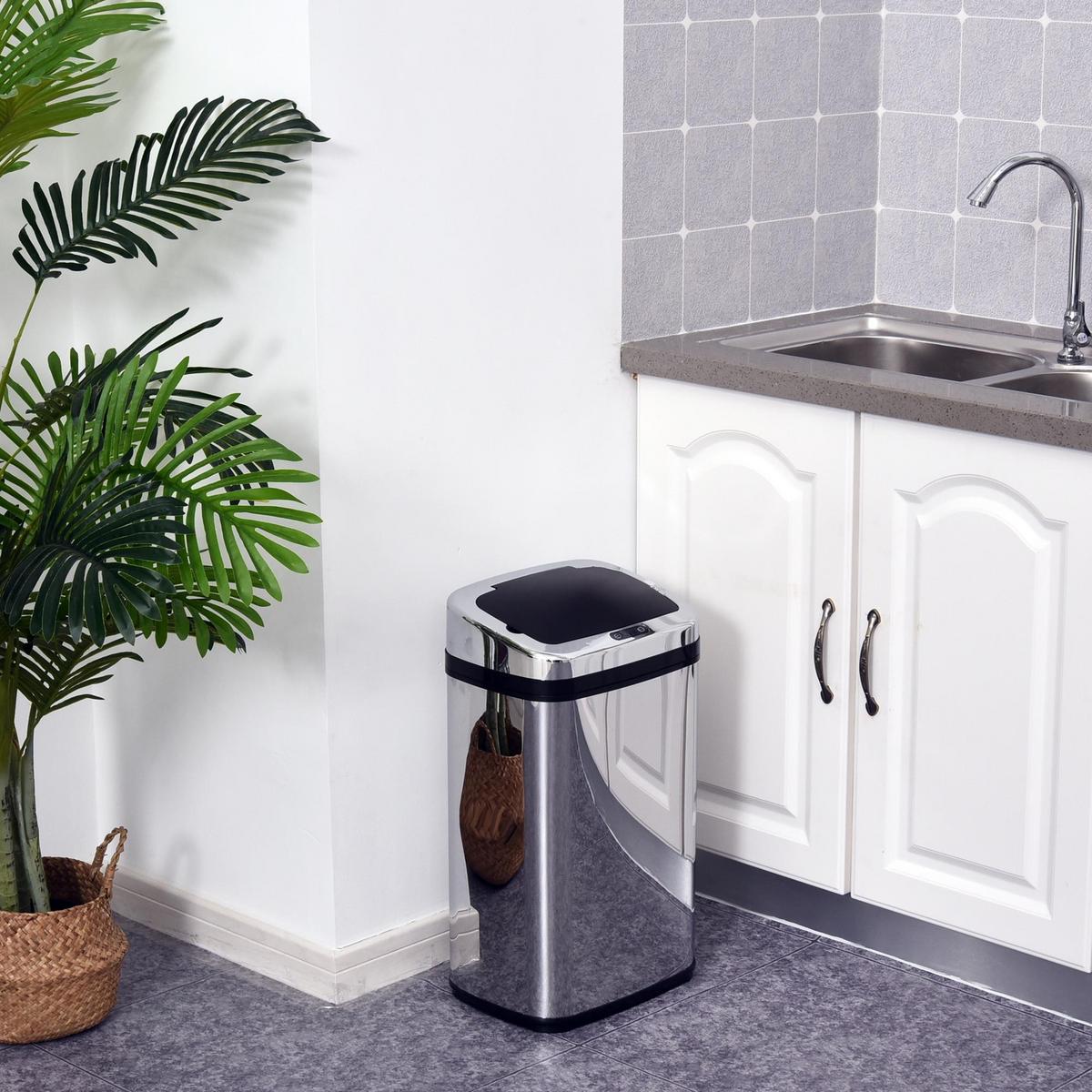 EDELSTAHL Automatik Sensor Mülleimer Abfalleimer Sensor viereckig 30L - Multicolor, Kunststoff (25/58/33cm) - HOMCOM