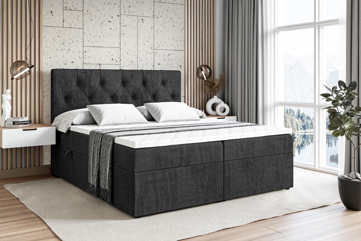 BOXBETT mit Matratze H3 und Lattenrost - MIRAGE - 140x200 Schwarz - Schwarz, Holzwerkstoff (140/200cm) - ALTDECOR