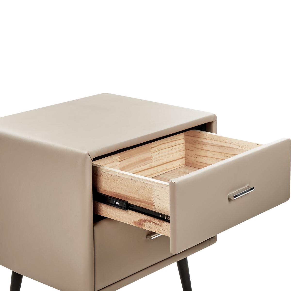 NACHTTISCH beige Kunstleder 2 Schubladen Essonne - Beige, Kunststoff/Textil (48/56/41cm) - Beliani