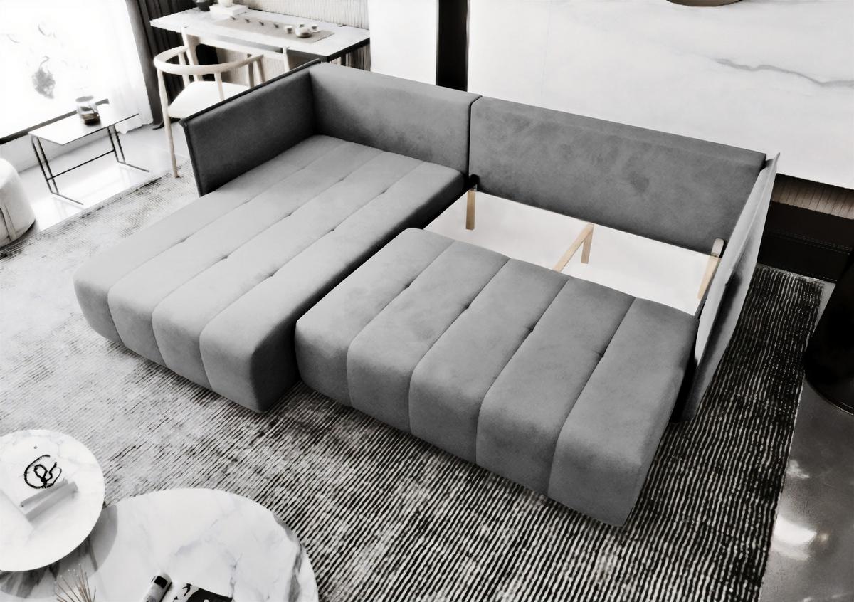 ECKSOFA L Form Florinna Beige 245/182/87 cm mit Schlaffunktion - Chromfarben/Beige, Textil/Metall (245/182cm) - AX Living