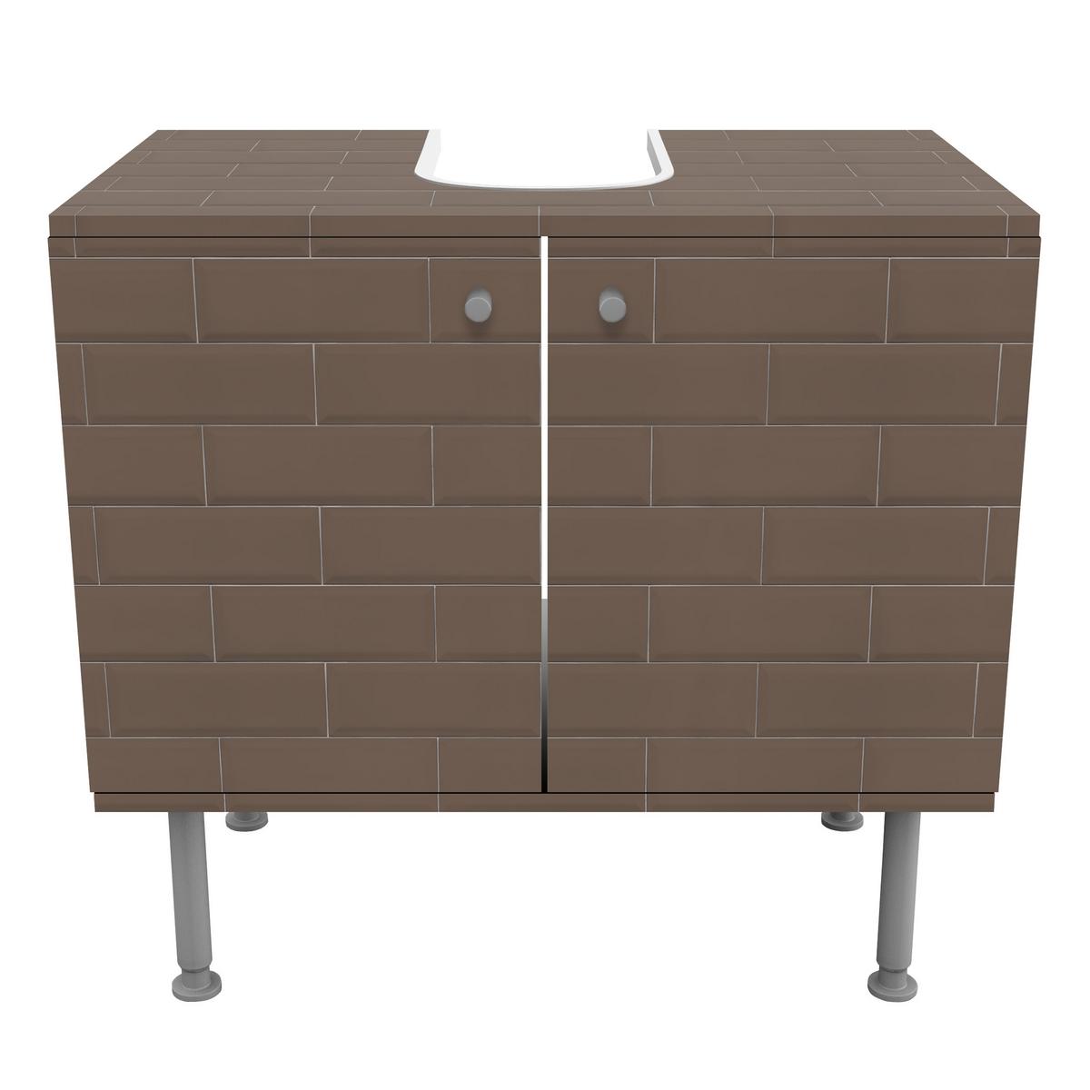 WASCHBECKENUNTERSCHRANK Keramikfliesen graubraun 60/55/35 cm - Braun, Holzwerkstoff (60/55/35cm) - Bilderwelten