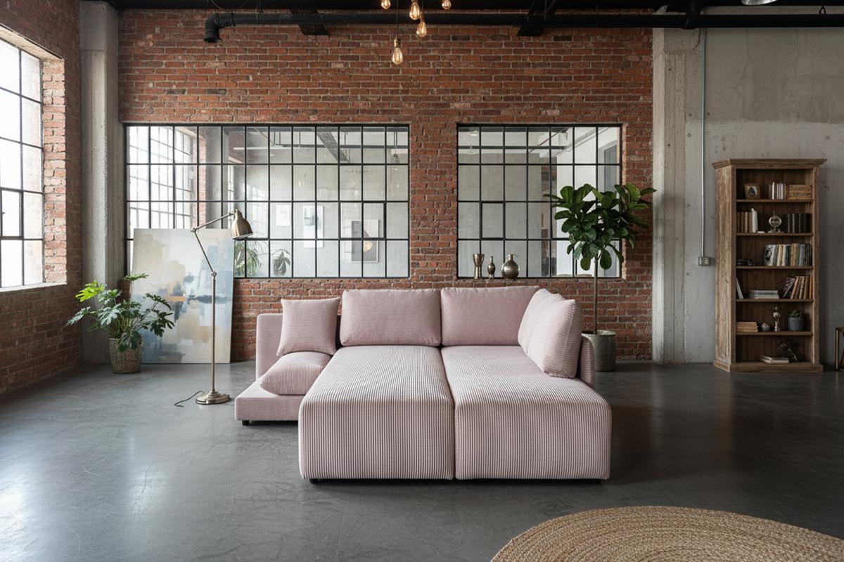 SCHLAFSOFA SADIRA Taupe Cord - Taupe/Schwarz, Kunststoff/Textil (288/209cm) - KAWOLA