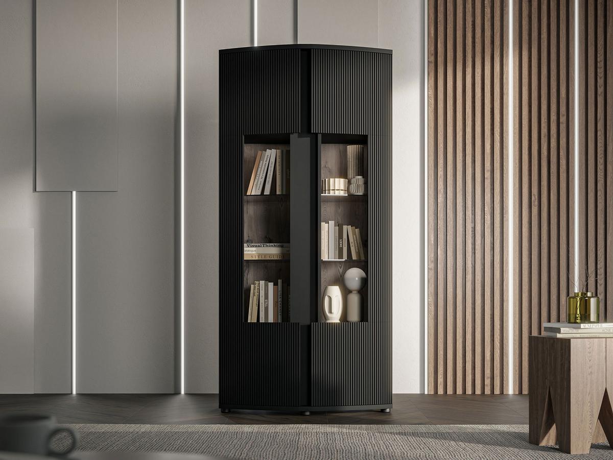 VITRINE Michelle 87 - Schwarz, Holzwerkstoff/Kunststoff (87/180/47cm) - MIRJAN24