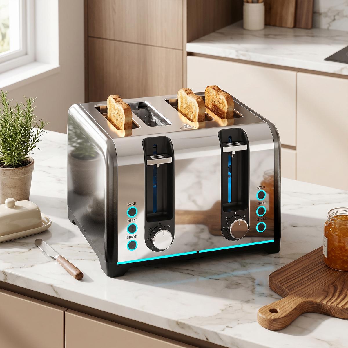 TOASTER Stahl Schwarz - Schwarz, Metall (15.6/18.9/26.4cm) - HOMCOM