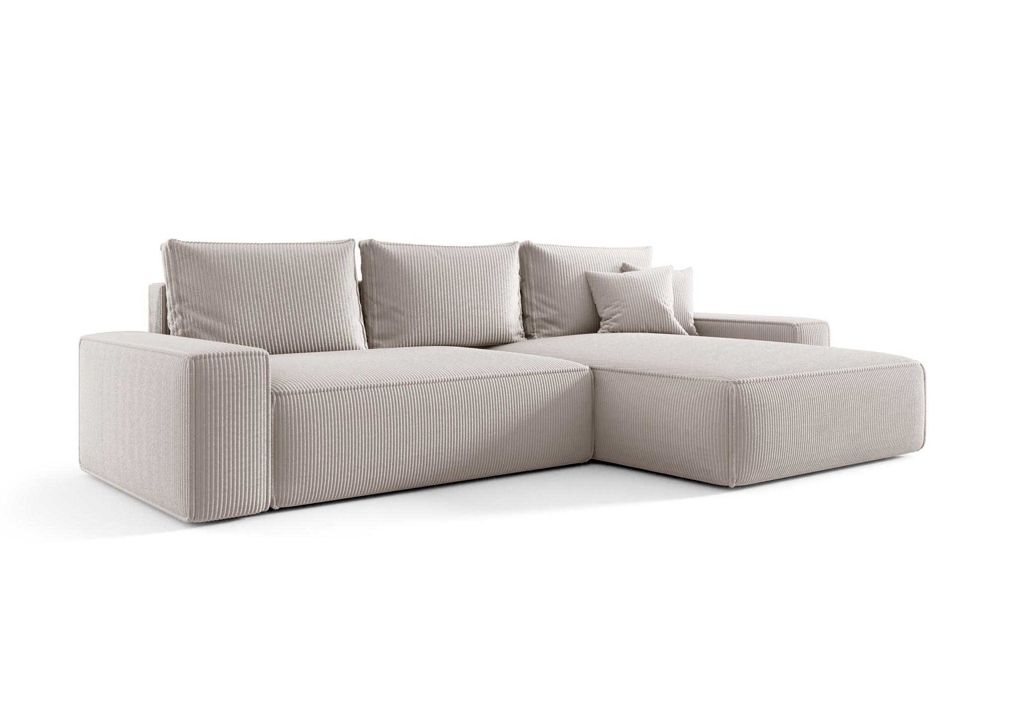 ECKSOFA Walken Mit Schlaffunktion - Weiß, Holzwerkstoff/Textil (280/185cm) - Fun Möbel