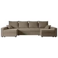 WOHNLANDSCHAFT mit Schlaffunktion und Bettkasten ALESIA-U 301x140x90 cm Braun Velours - Silberfarben/Braun, Holzwerkstoff/Kunststoff (301/90/140cm) - ALTDECOR