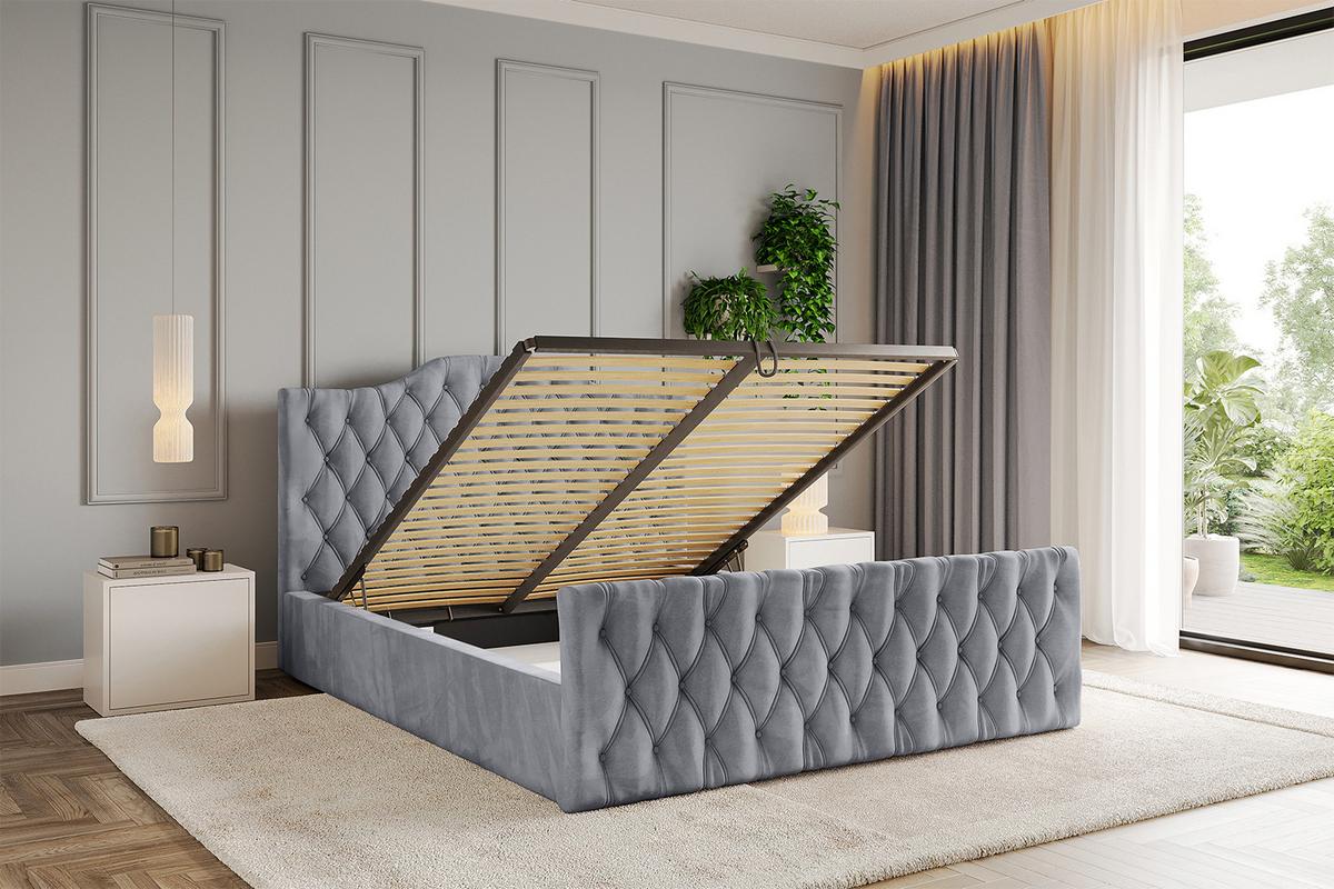 POLSTERBETT mit Bettkasten, Fußteil und Lattenrost, Boxbett mit Matratze H3/H4 - FALIO-Z 120x200 Hellgrau - Hellgrau, Holzwerkstoff/Textil (120/200cm) - ALTDECOR