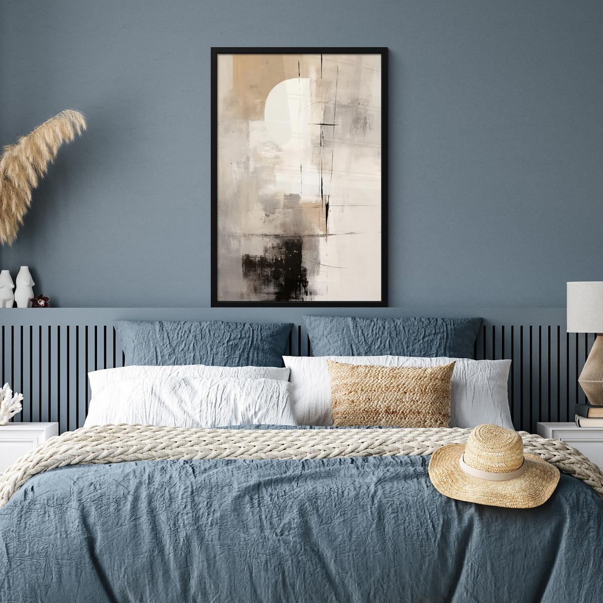POSTER MIT RAHMENGERAHMTES BILD Abstrakt - Kunst - Grau 60x90 cm - Hellgrau, Papier (60/90cm) - MuchoWow