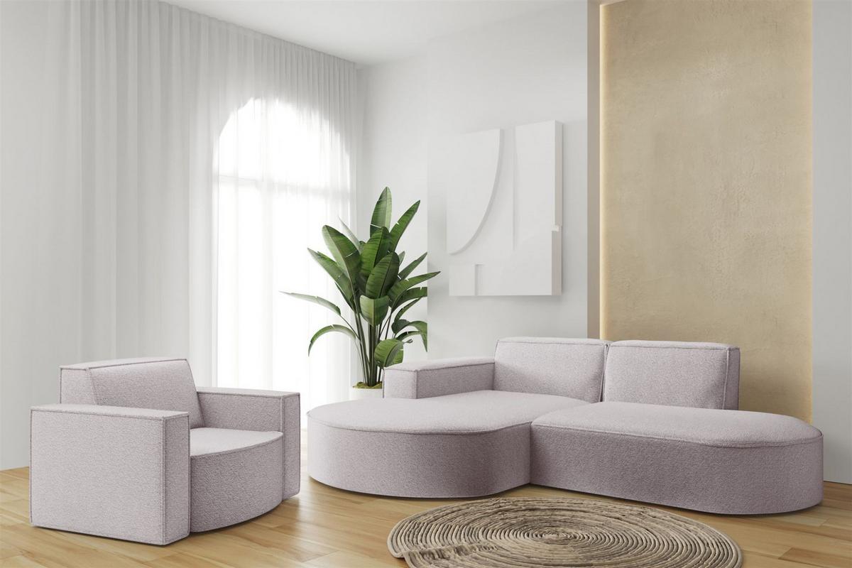 SOFASET Palma Ecksofa Sessel Ascot - Rosa, Holzwerkstoff/Textil (236/78/165cm) - Fun Möbel