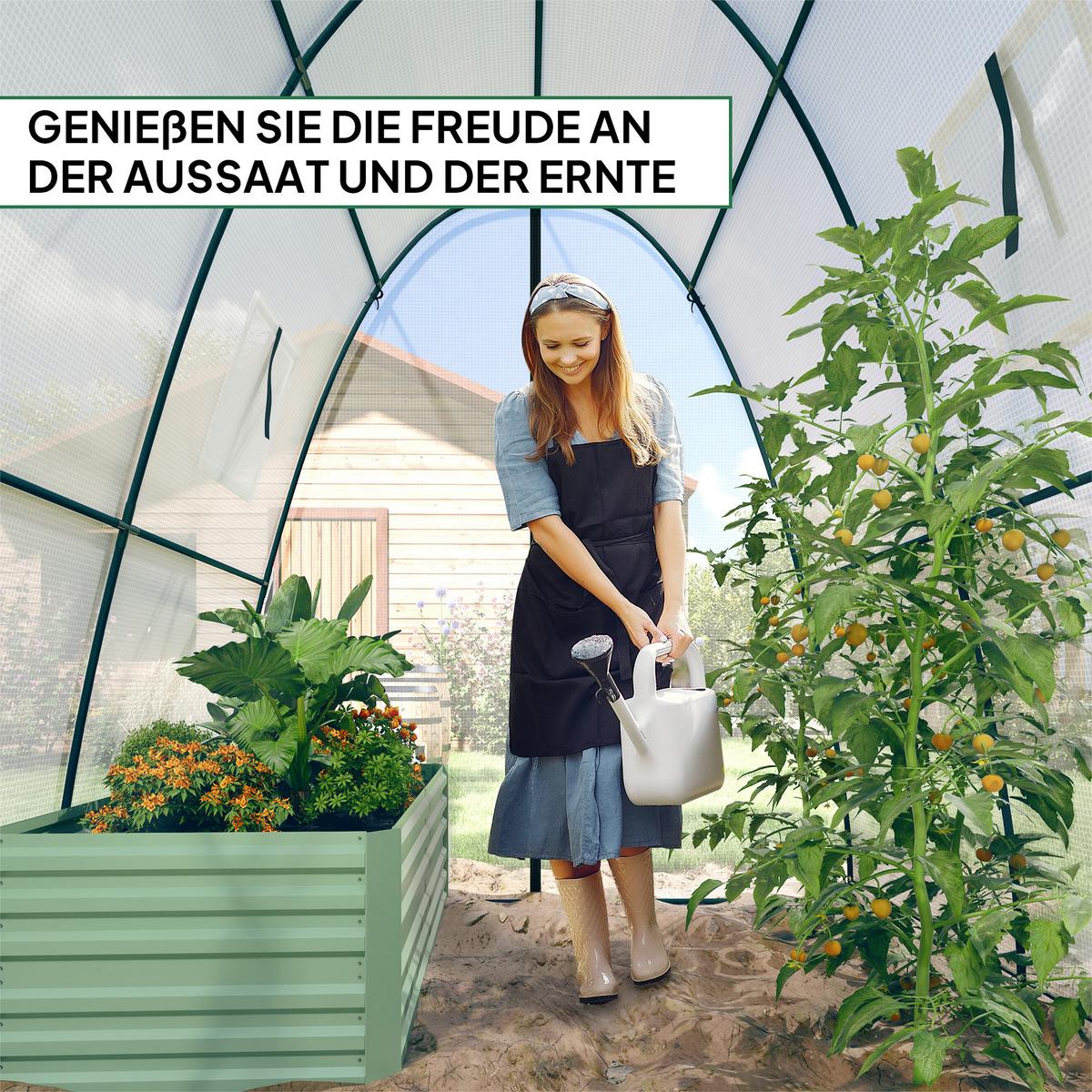 GEWÄCHSHAUS, 180L x 180B x 200H cm - Weiß, Kunststoff (180/200/180cm) - Outsunny