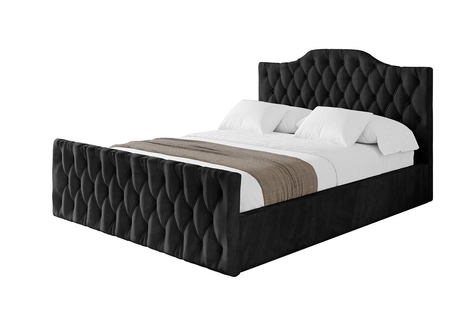 POLSTERBETT mit Bettkasten, Fußteil und Lattenrost, Boxbett mit Matratze H3/H4 - FALIO-Z 140x200 Schwarz - Schwarz, Holzwerkstoff/Textil (140/200cm) - ALTDECOR