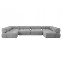 WOHNLANDSCHAFT modulares Sofa Garvo-U2 - 380x190x70 cm Hellgrau Velours - Hellgrau, Holzwerkstoff/Textil (380/70/190cm) - ALTDECOR