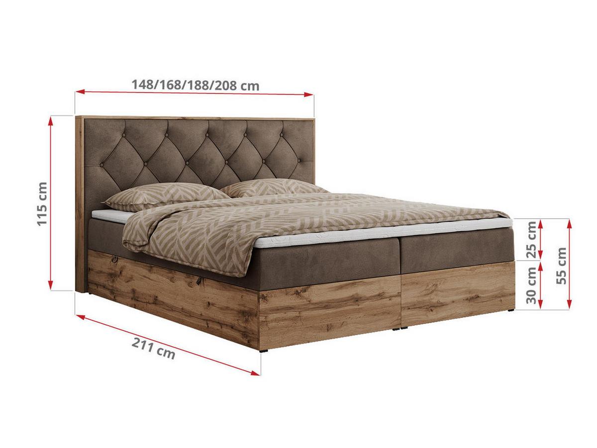 BOXBETT VENETO 140/200 Braun Velvet - H4 - Braun, Holz/Textil (140/200cm) - MKS