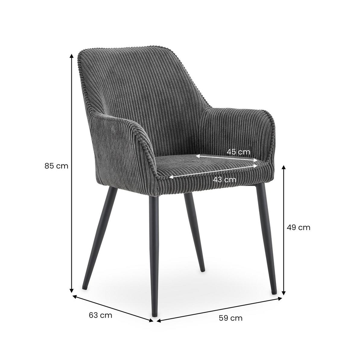ESSZIMMERSTÜHLE VERONA 2er-Set grau - Grau, Textil (59/85/63cm) - IDIMEX