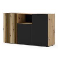 KOMMODE Artisan Eiche, Schwarz 135/82/42 - Schwarz, Holzwerkstoff (135/82/42cm) - RAUMHIRSCH FURNITURE