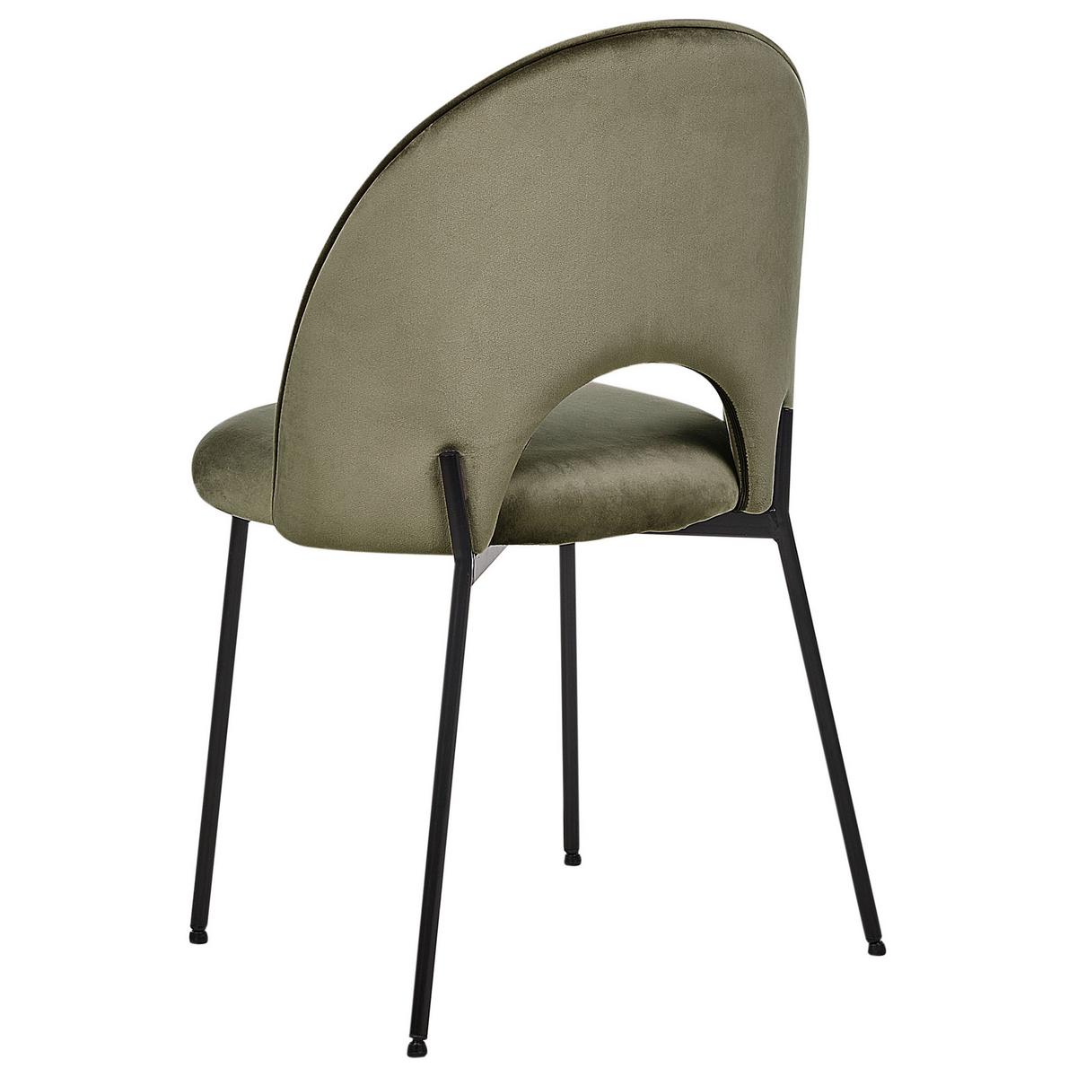 ESSZIMMERSTUHL 2er-Set Samtstoff grün Covelo - Schwarz/Grün, Textil (46/84/45cm) - Beliani