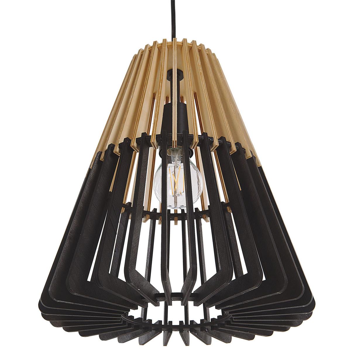 HÄNGELEUCHTE Cavalla 30/30/35 cm - Schwarz, Holzwerkstoff (30/30/35cm) - Beliani