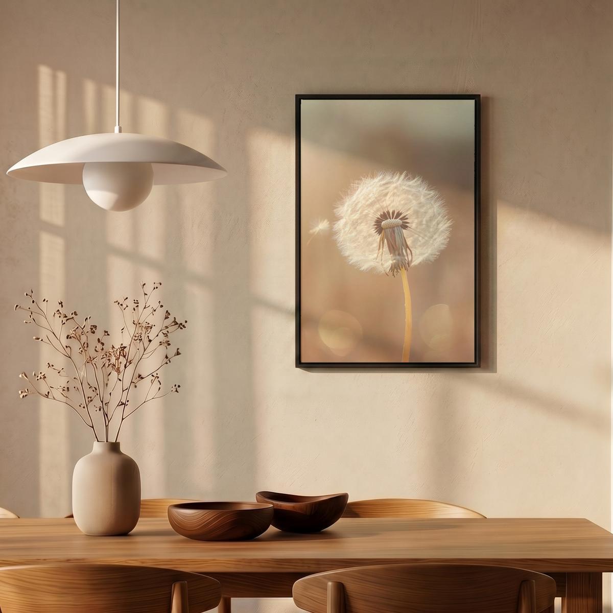LEINWAND Bilder mit Rahmen - Löwenzahn - Beige - Natur - Blume - 40x60 - Hellbraun, Textil (40/60cm) - MuchoWow