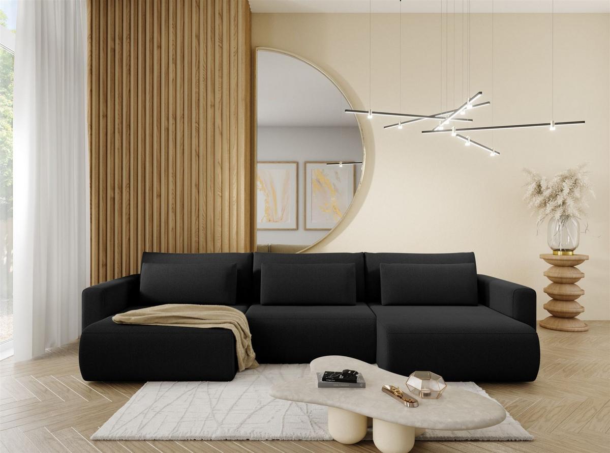 WOHNLANDSCHAFT Chaira Mit Schlaffunktion - Schwarz, Holzwerkstoff/Textil (340/85/149cm) - Fun Möbel