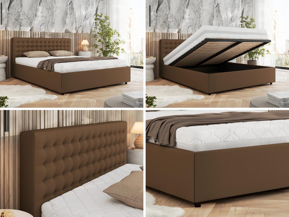 POLSTERBETT PAVO CLASSIC 140/200 - Braun Kunstleder - Multipocket-Matratze - Braun, Textil (140/200cm) - MKS
