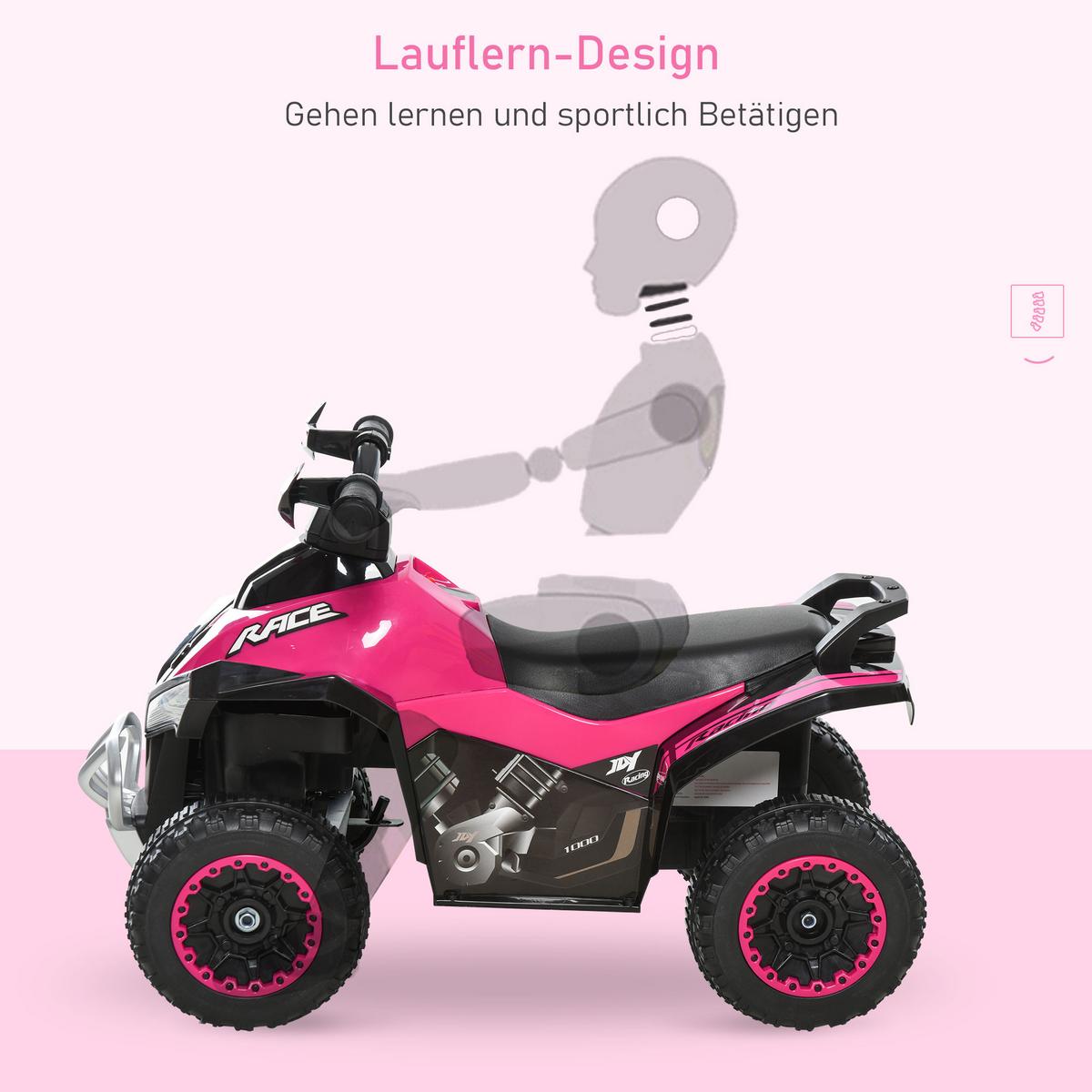 RUTSCHAUTO Kinder Tretauto Kinderauto mit Füßen rutschen Licht Musik Rosa - Rosa, Metall (67/5/38cm) - HOMCOM