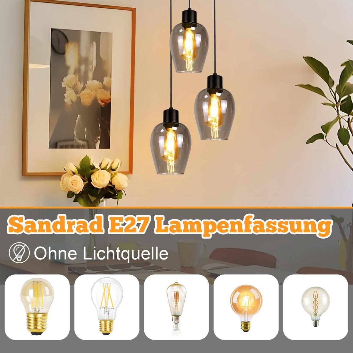 PENDELLEUCHTE Paul 22/22/120 cm - Schwarz, Glas (22/22/120cm) - ZMH