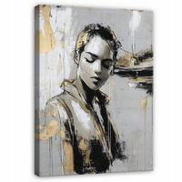LEINWANDBILD Abstrakt Frau Modern Bilder Groß 60x40 - Goldfarben, Holzwerkstoff (40/60cm) - Wallarena