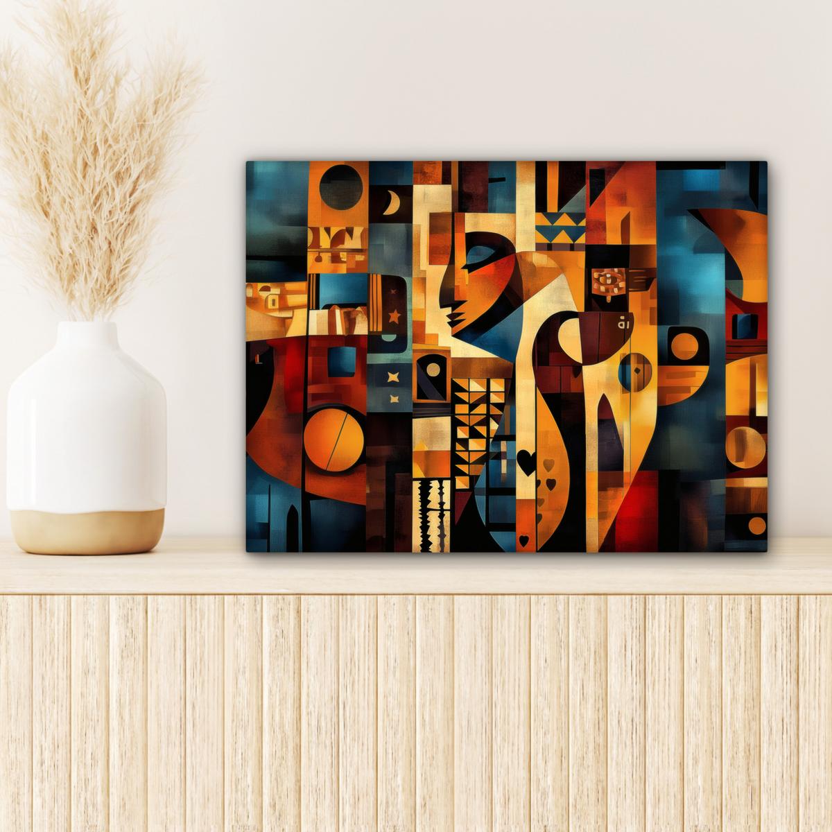 LEINWANDBILD Figuren - Abstrakt - Symbole Wandbild 40x30 cm - Terracotta, Textil (40/30cm) - MuchoWow