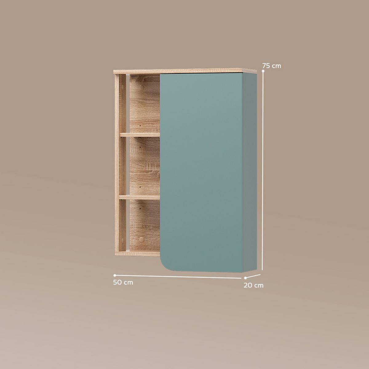 BADSCHRANK Marano Blau-Grau 50 x 75 cm mit Tür und offenen Fächern - Blaugrau, Holzwerkstoff (50/75/20cm) - Livinity®