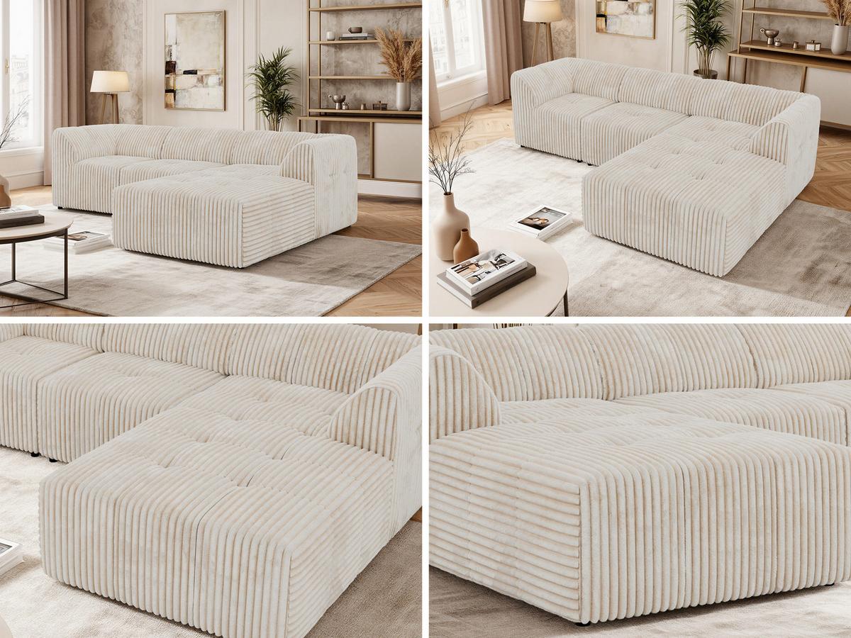 ECKSOFA VORITA L 3M - Beige Cord - Rechts Seite - Beige/Creme, Kunststoff/Textil (176/267cm) - MKS