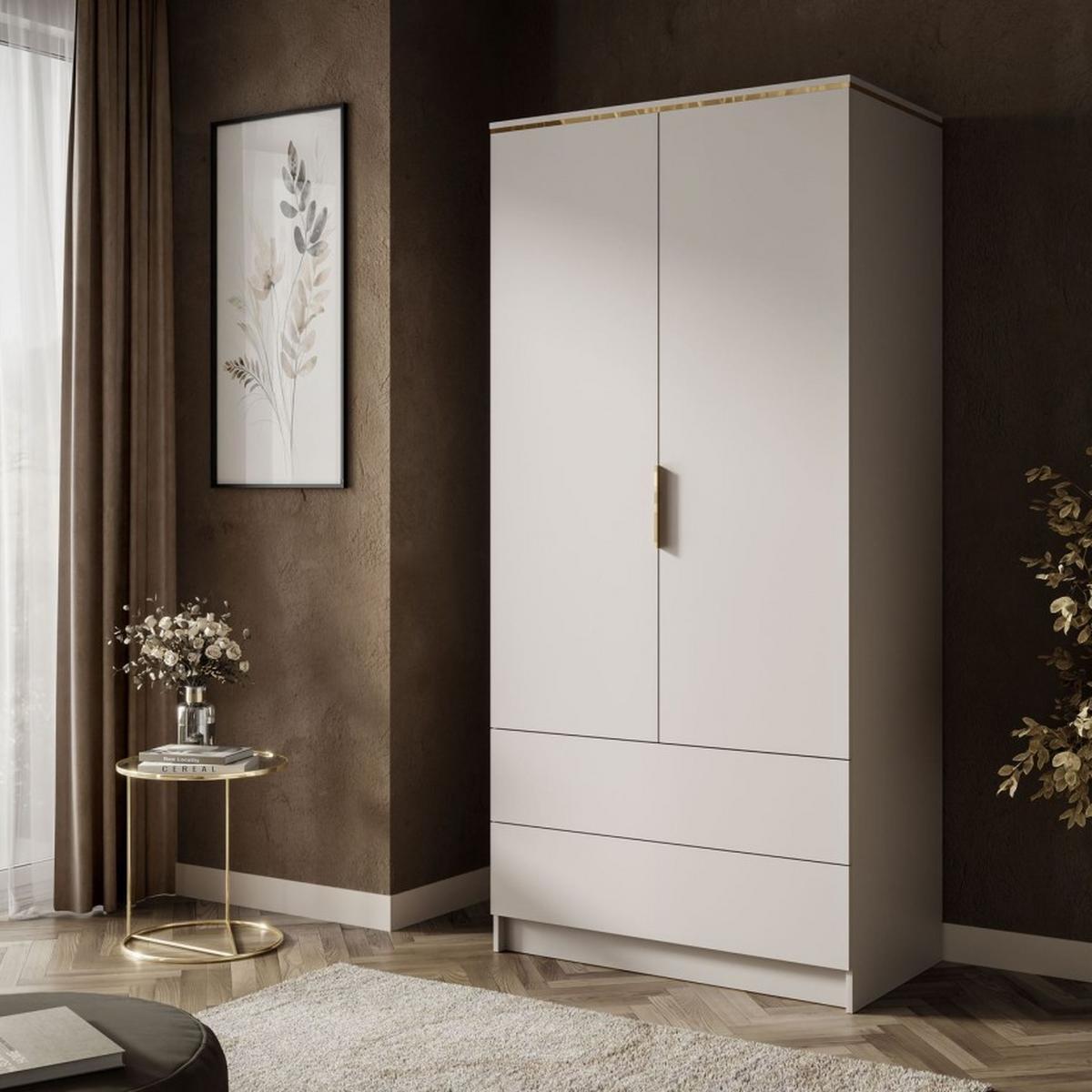 KLEIDERSCHRANK AURORA KASCHMIR 2D2S mit Schubladen - Kaschmir, Holzwerkstoff (100/210/57cm) - Lookway