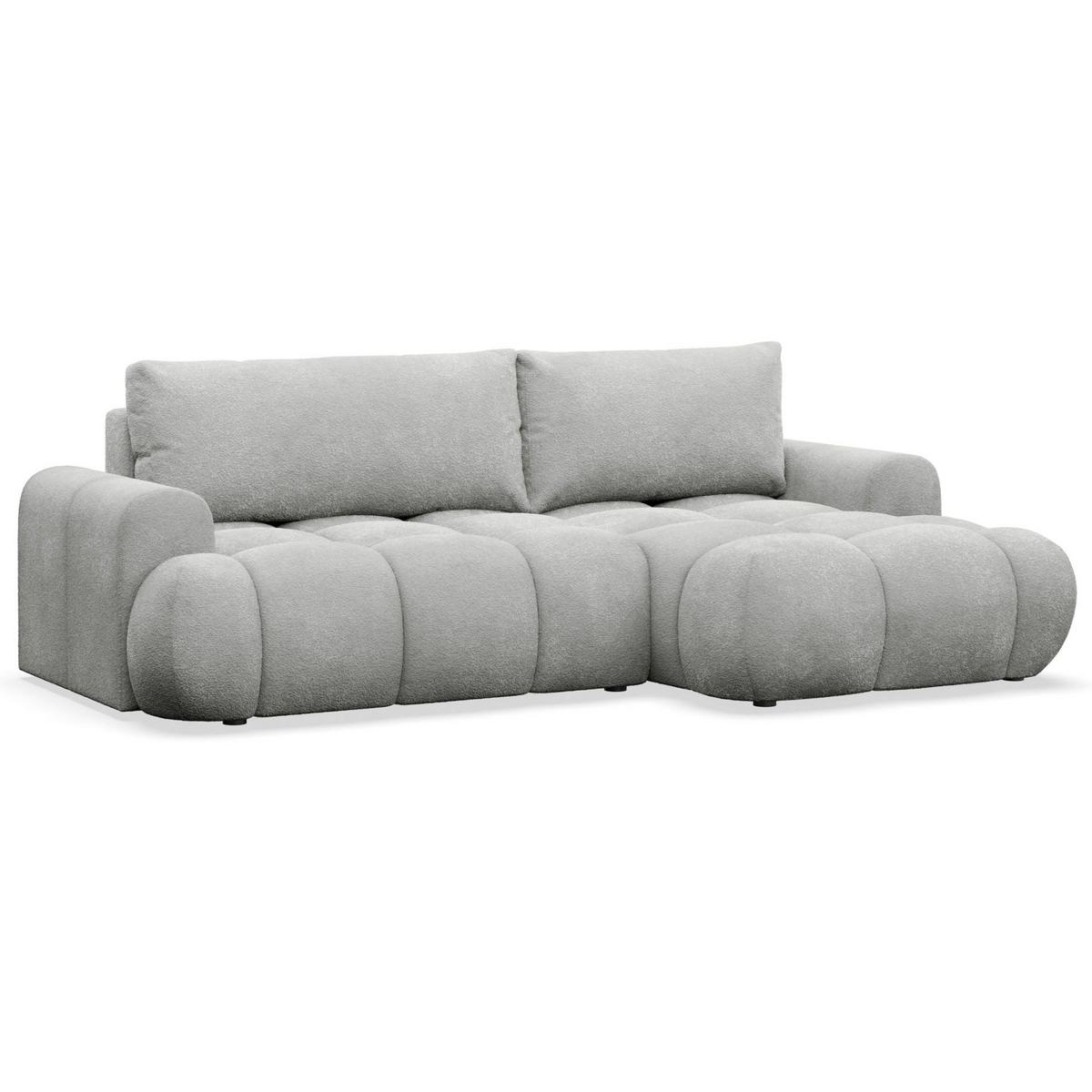 ECKSOFA Ombo Mini, Hellgrau Bouclé, rechtsseitig - Hellgrau/Schwarz, Kunststoff/Textil (155/246cm) - Selsey