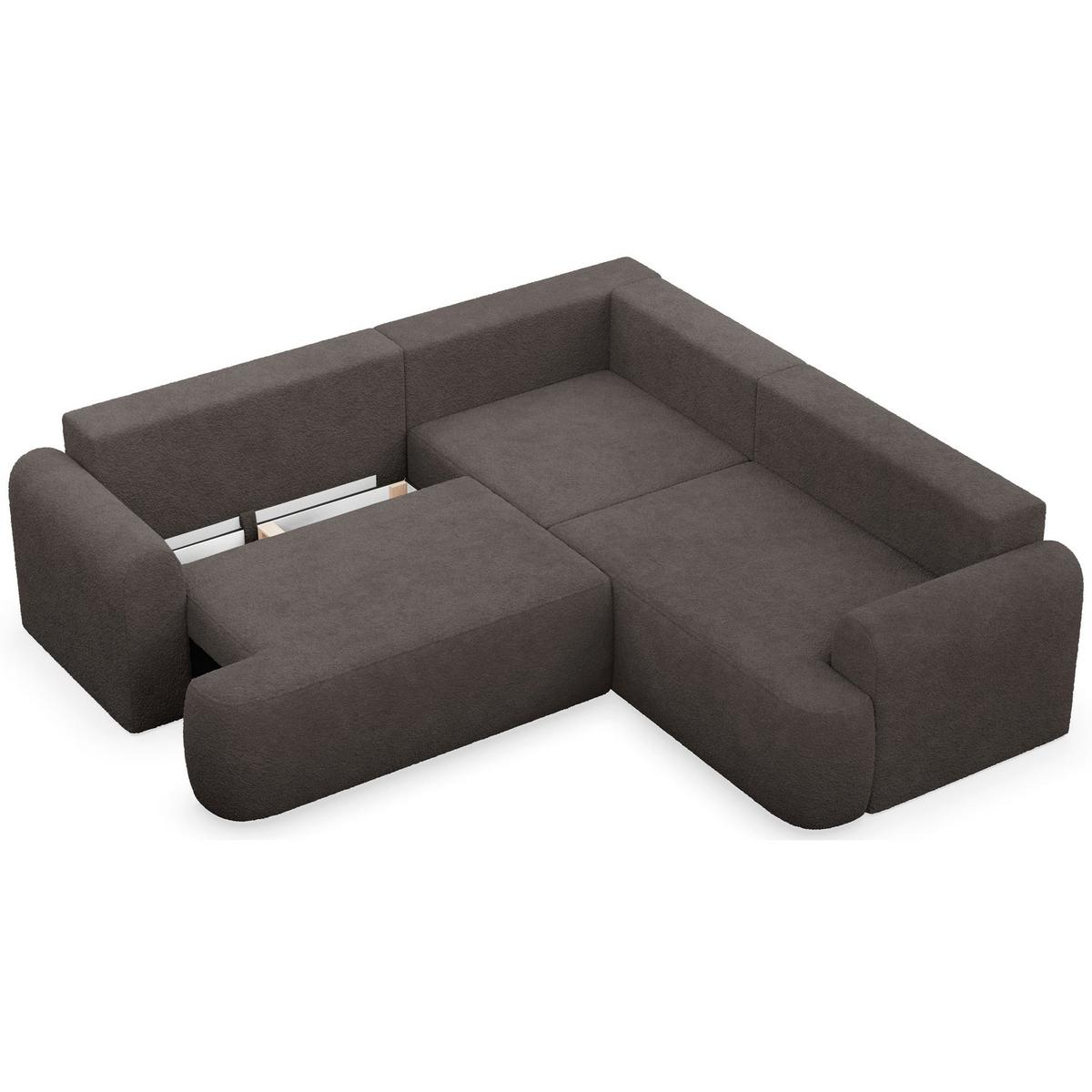 ECKSCHLAFSOFA Ovo TAUPEFARBENER STOFF universell MIT BETTKASTEN - Graubraun/Schwarz, Kunststoff/Textil (245/245cm) - Selsey
